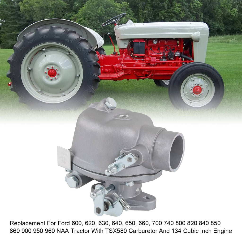 Gray carburetor for tractor engines with round intake elbow and mounting hardware