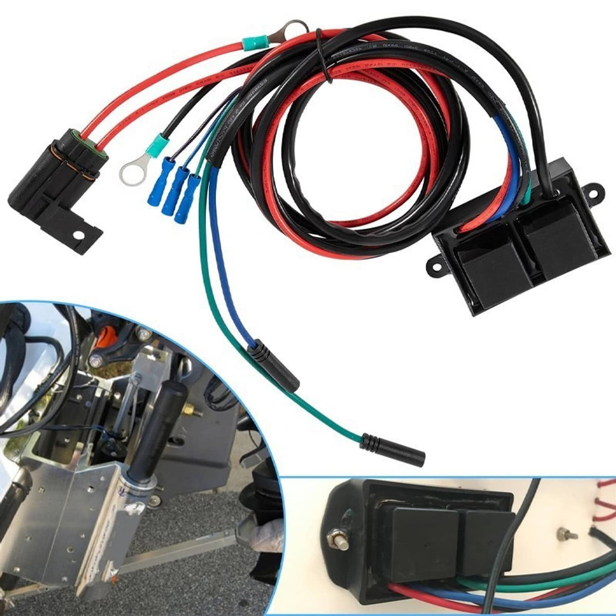 Hydraulic jack plate relay harness kit with multi-wire harness and mounting brackets