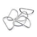 Silver metal D-ring buckle for straps, pack of multiple rings