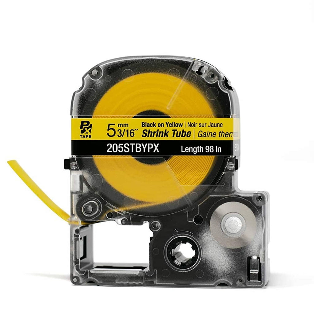 Heat shrink tube tape cartridge with 5/16 in black text on yellow tape, 98 in length