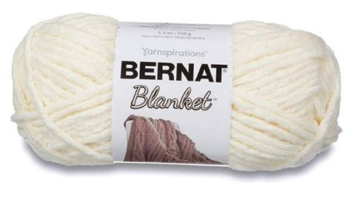 White super bulky Bernat Blanket polyester yarn skein with soft chunky texture