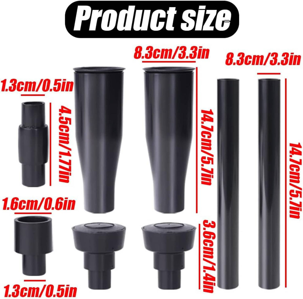 8-piece fountain nozzle set layout with dark gray tubes and outlet connectors