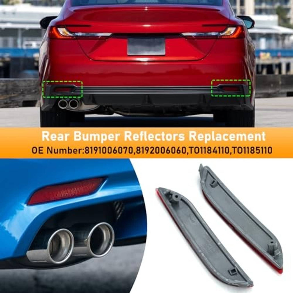 Rear bumper reflector replacement set: red lenses with black housings