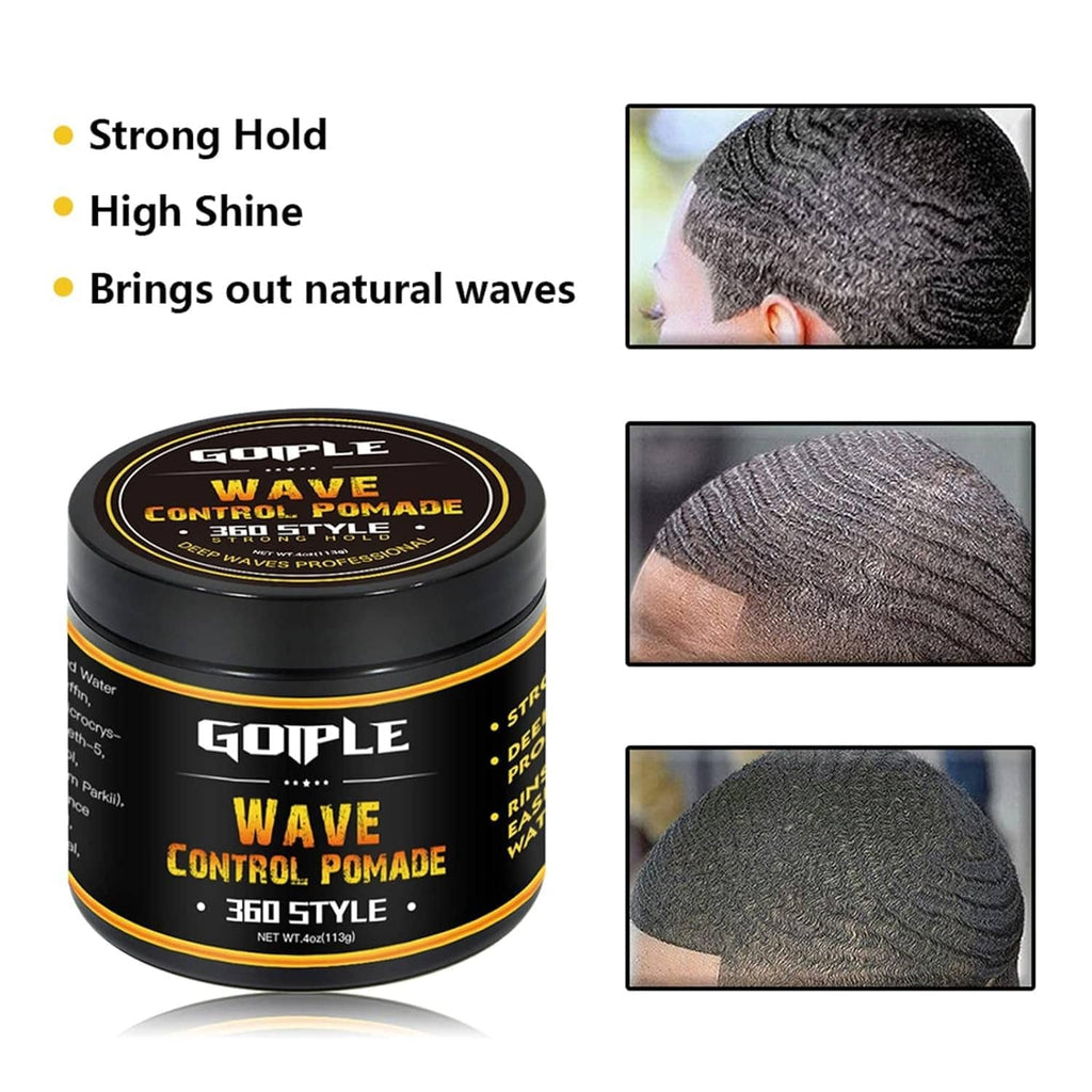 GOIPLE Wave Control Pomade jar, black-and-gold label with strong hold design