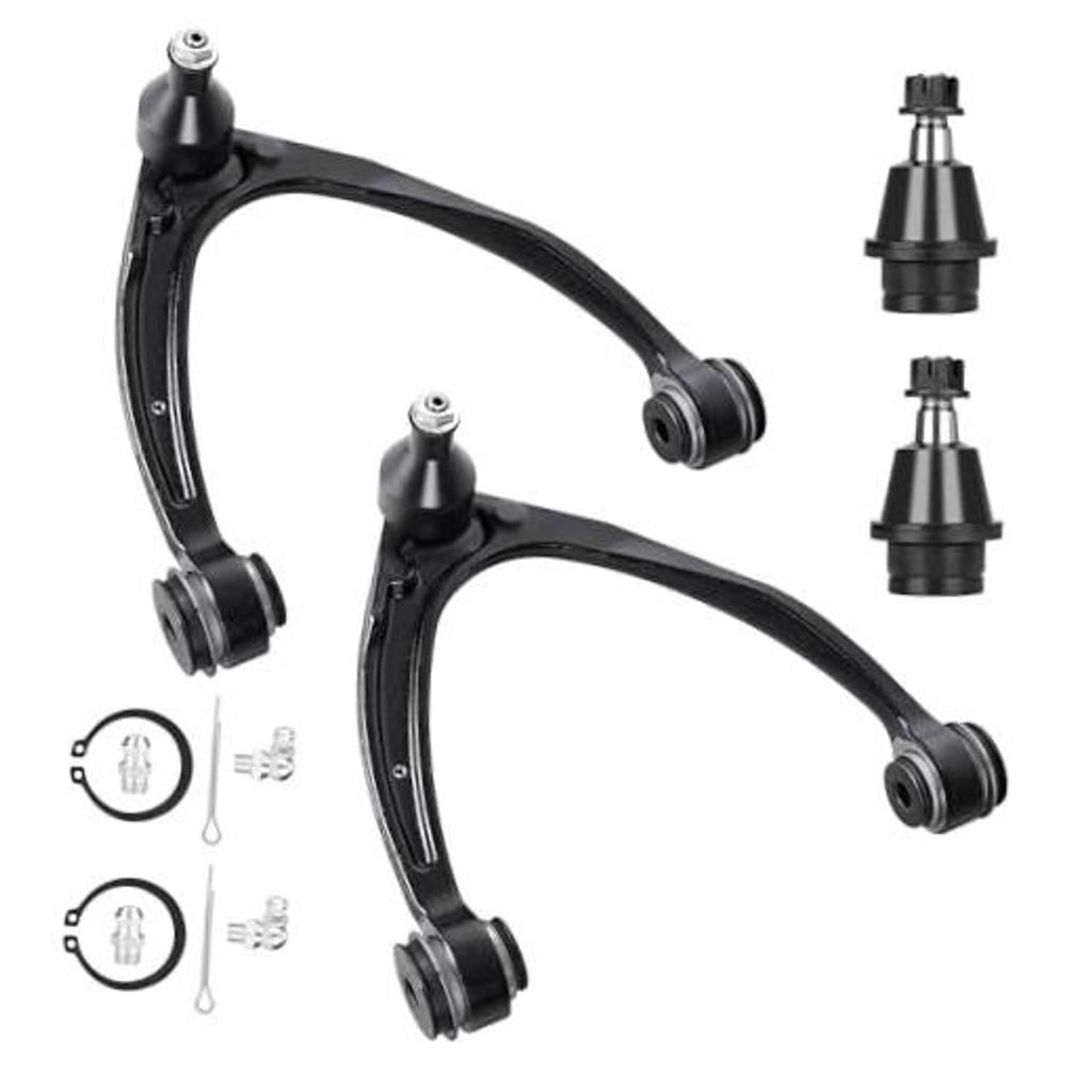 Set of two black front upper control arms with ball joints and mounting parts