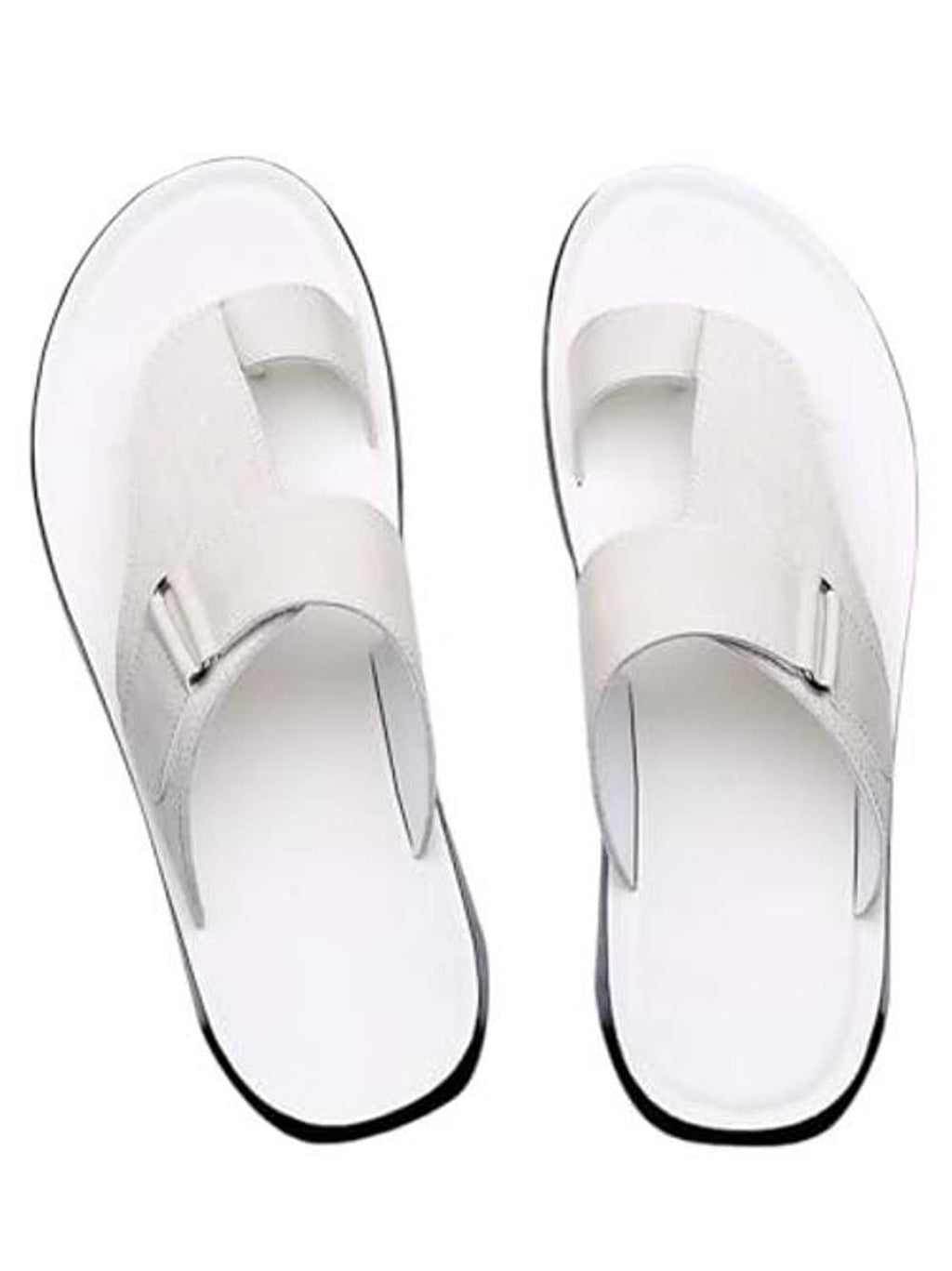 White thong sandals, open toe slip-on with single front strap and flat footbed