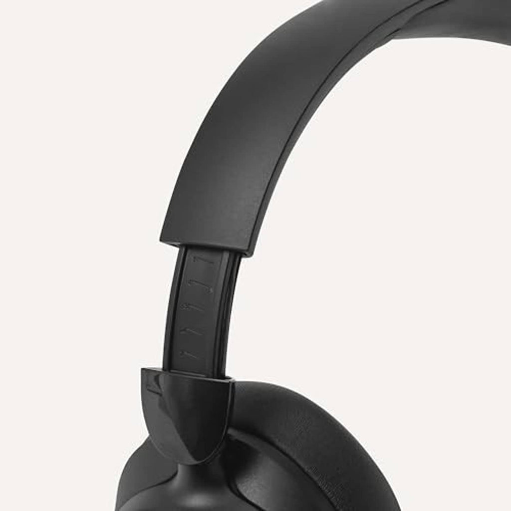 Black over-ear headphones with visible adjustable headband and headrest