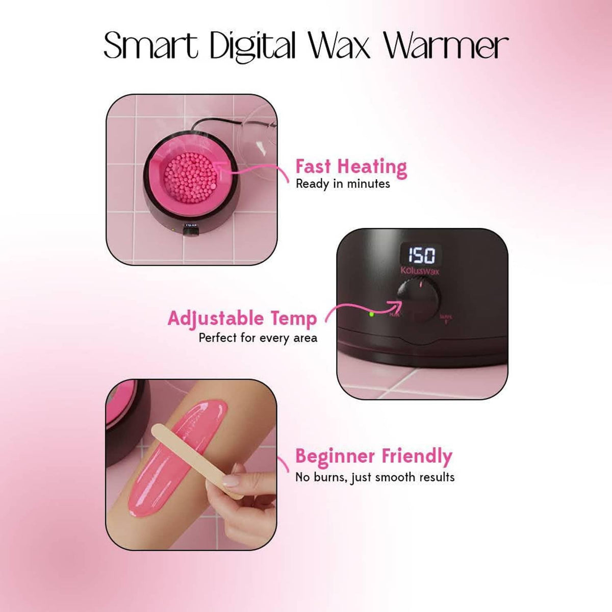 Smart digital wax warmer with adjustable temperature, fast heating, and beginner-friendly settings