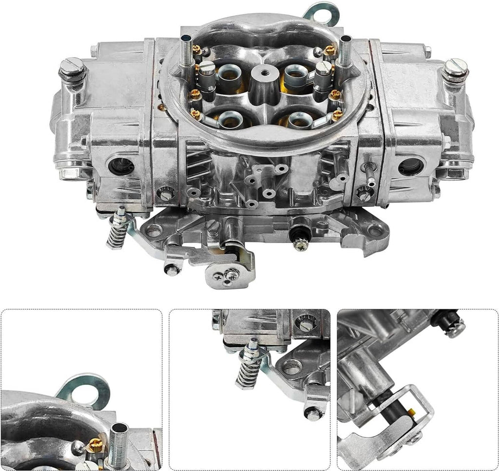 Carburetor replacement double-pumper assembly, silver metal with round air horn