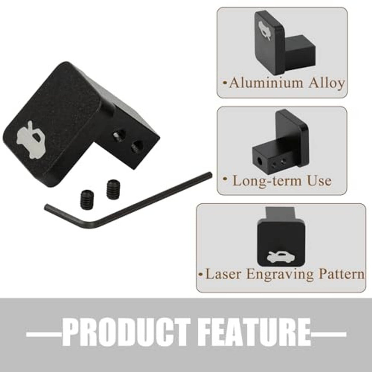 Black aluminum hood latch release handle cable repair kit with screws and hex key