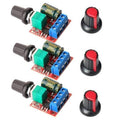DC motor PWM speed controller module set with three circuit boards and red black knob