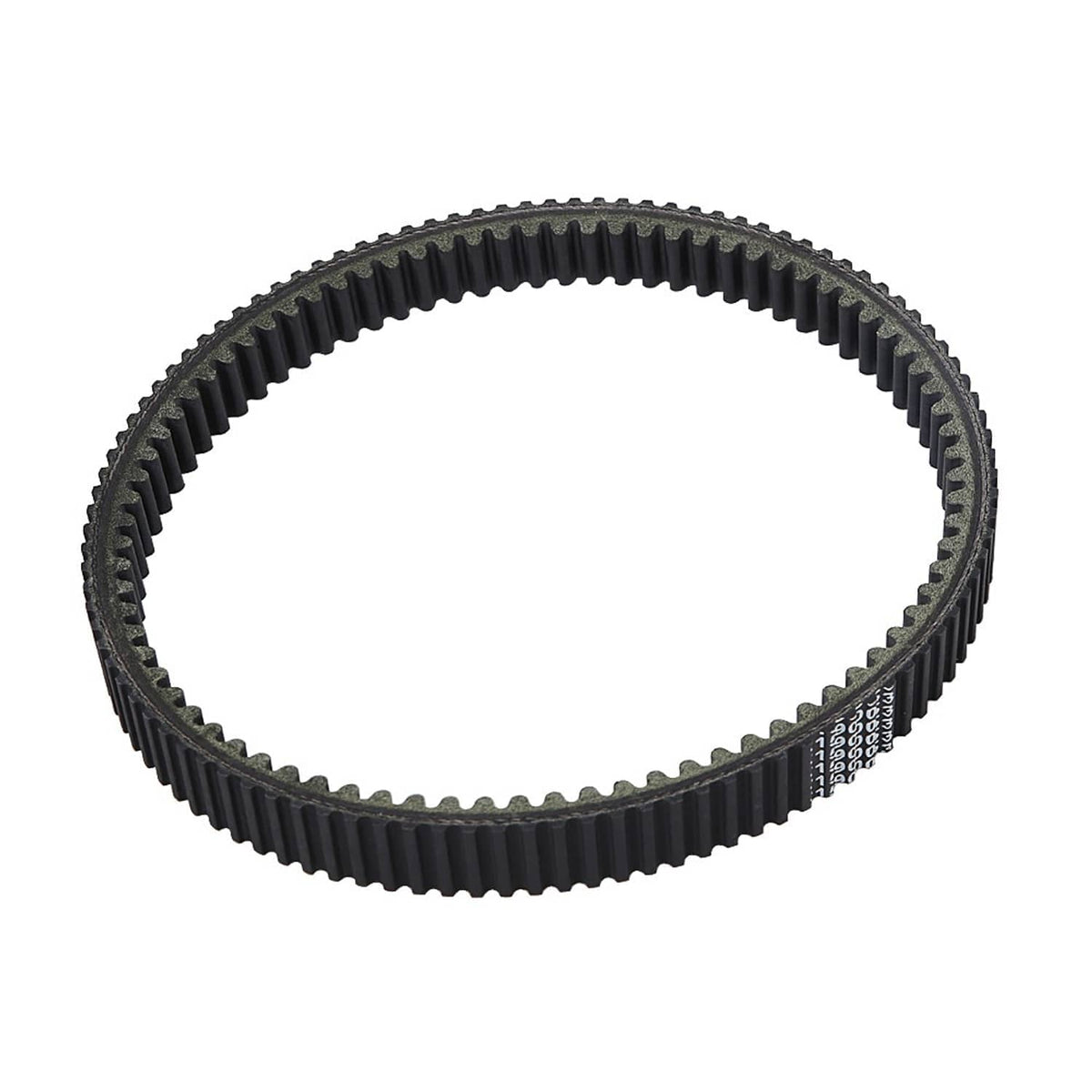 Replacement drive belt loop, black ribbed teeth, inner grooves and side markings