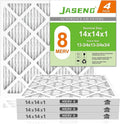 JASENG MERV 8 pleated HVAC air filter, 14x14x1, 4-pack