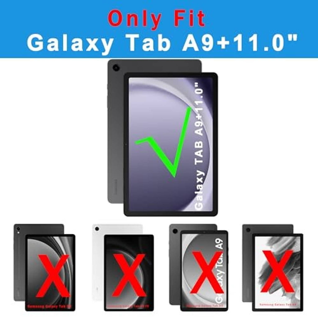 Tablet keyboard case fit guide graphic for 11.0-inch Galaxy Tab A9+ size