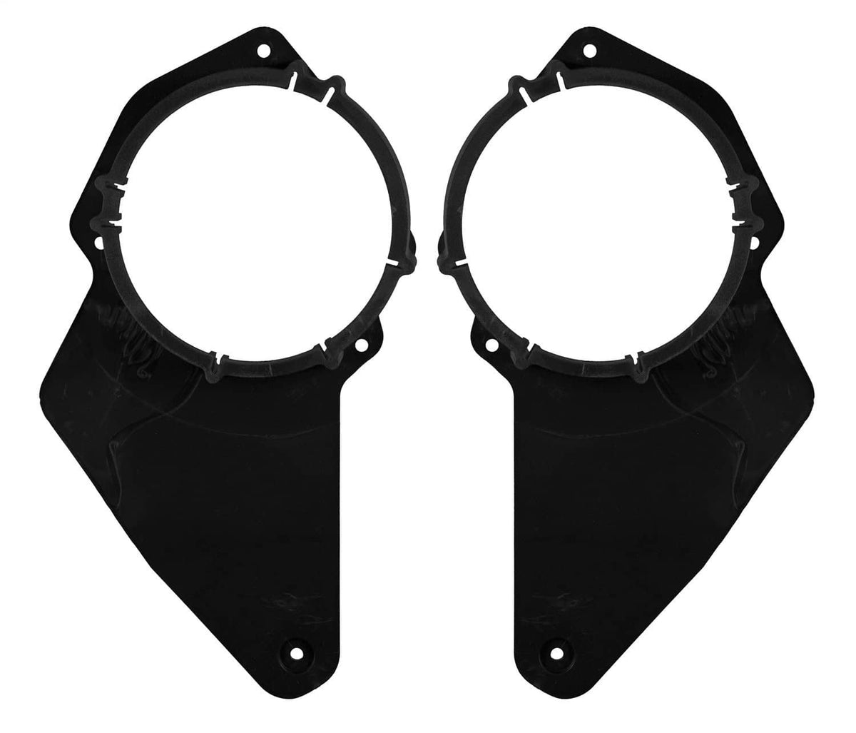 Black car speaker adapter brackets with circular mounting rings