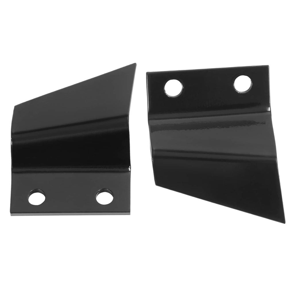 Black steel trencher cup tooth with two mounting holes, end view