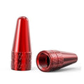 Red Presta valve caps, 2-pack, ribbed diamond texture with threaded openings