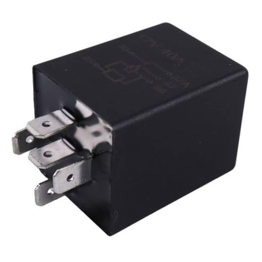 Black 5-pin time delay relay with metal terminals and compact cube housing
