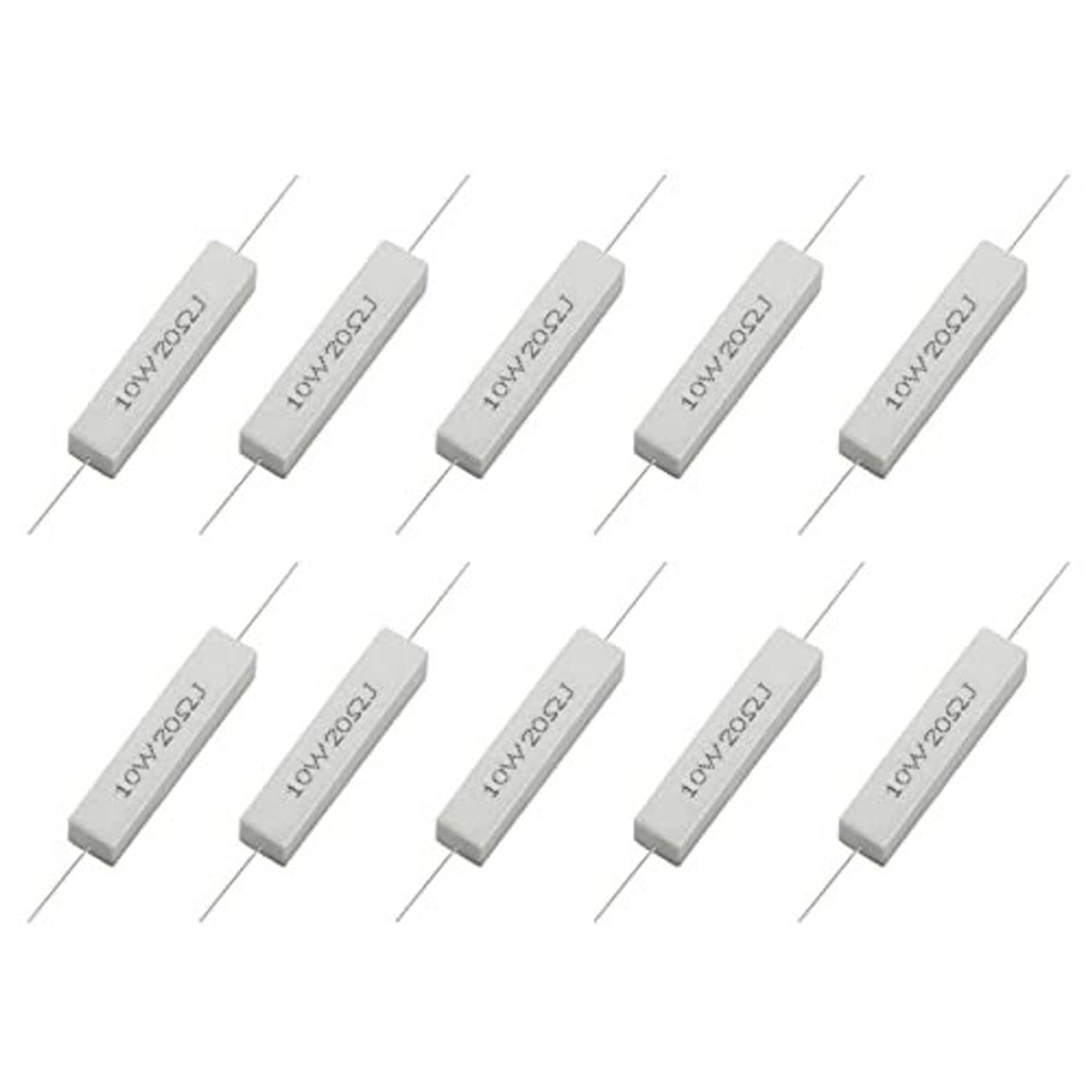 10 ceramic power resistors, 10W 20 ohm, with wire leads