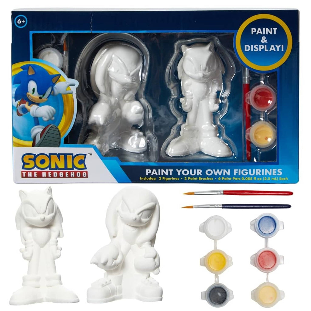 Sonic DIY figurine paint kit in box, 2 white figures and paint pots