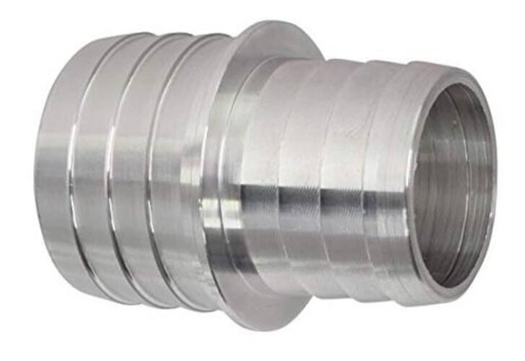 Stainless steel hose barb coupler reducer, ribbed ends and threaded outlet