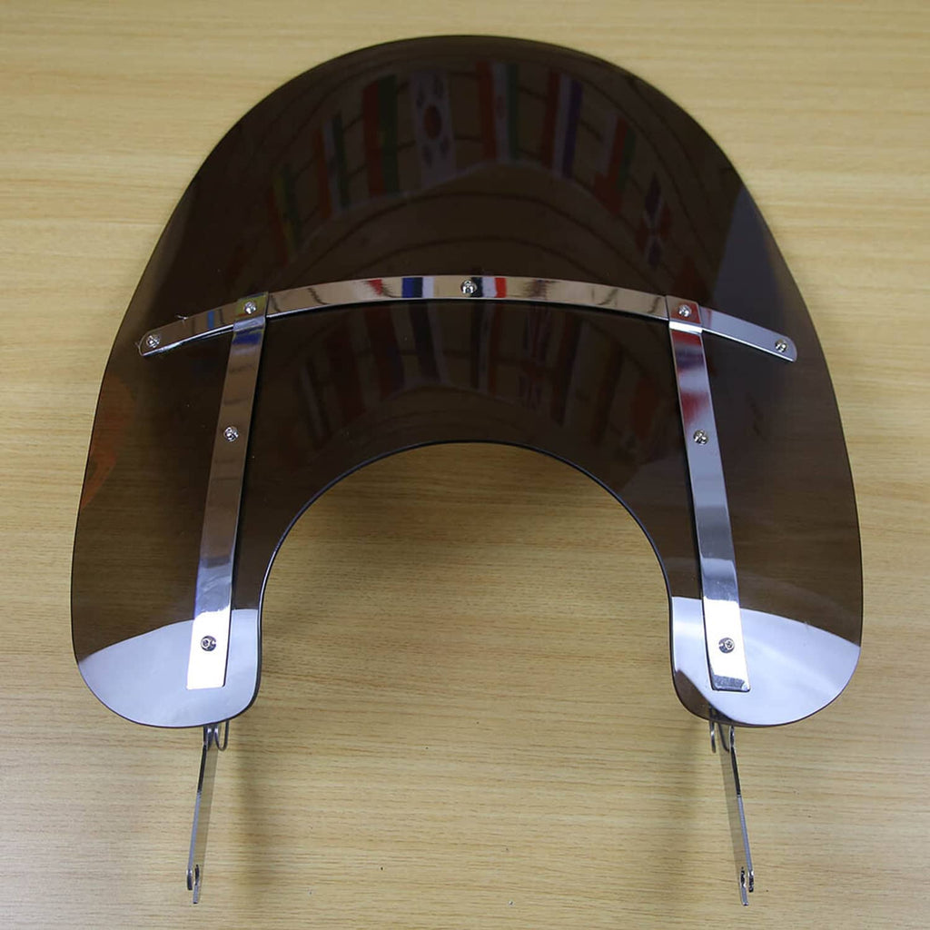 Front smoke windscreen with tinted dark shield and chrome support arms