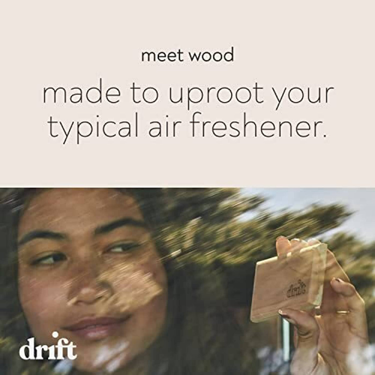 drift wood car air freshener held in hand for air fragrance