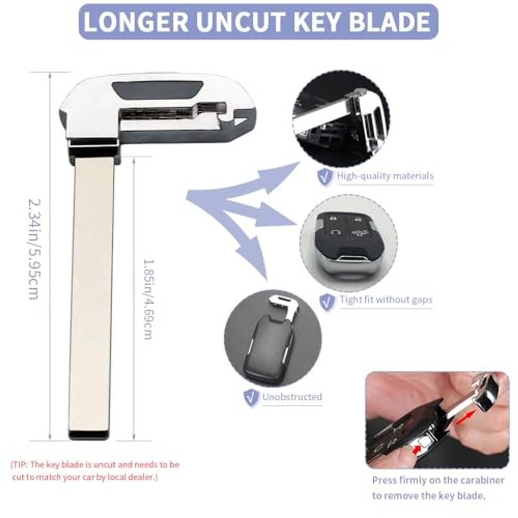 Long key blade and metal insert for key fob shell case replacement, partially assembled