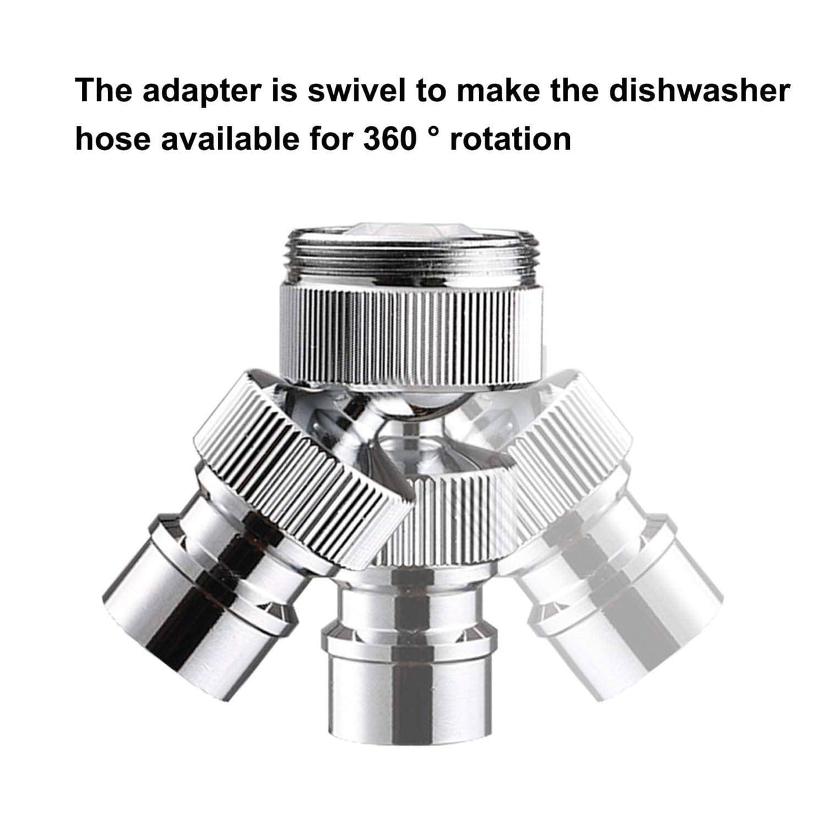 Swivel chrome dishwasher faucet adapter with multiple outlet ports