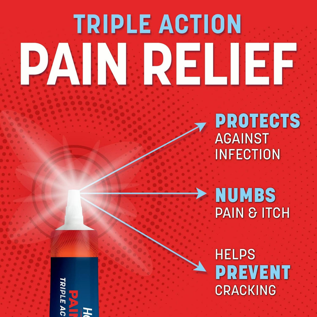 Herpecin-L pain relief tube with lidocaine, triple action pain relief and anti-cracking