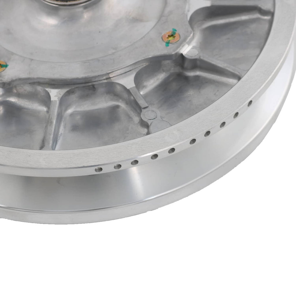 Secondary driven clutch sheave rim detail, silver ring with evenly spaced holes