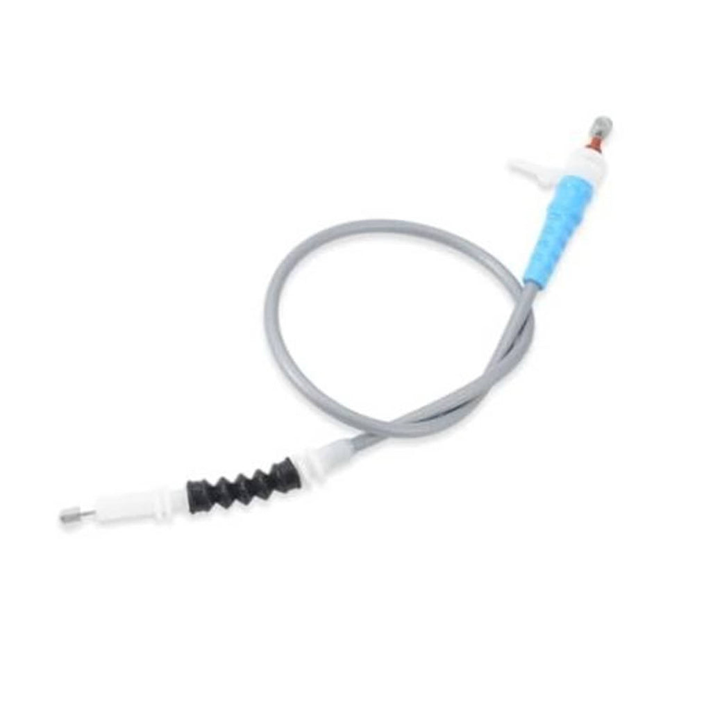 Front door hood release cable assembly with blue grip and white connectors