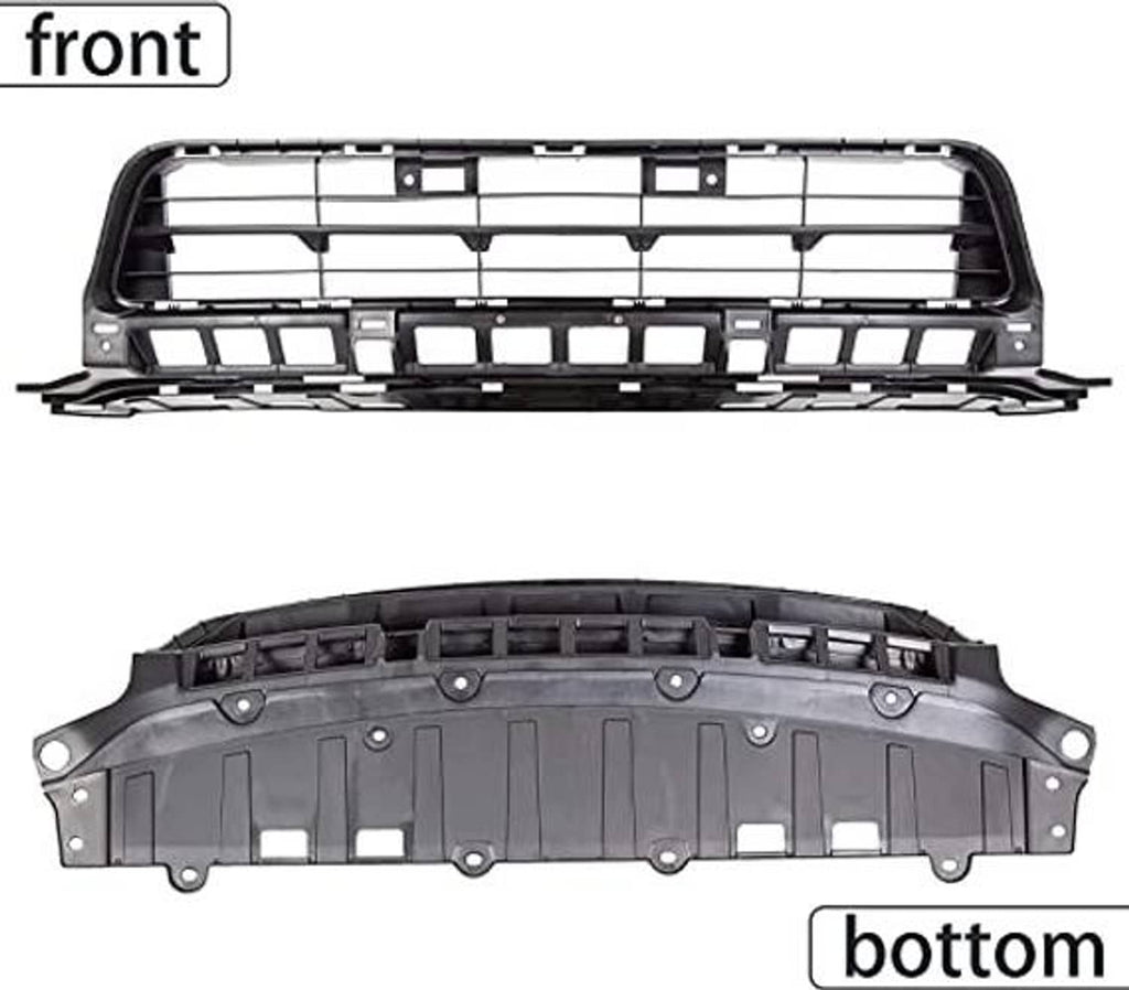 Front lower bumper grille front and bottom parts, black frame with bar insert