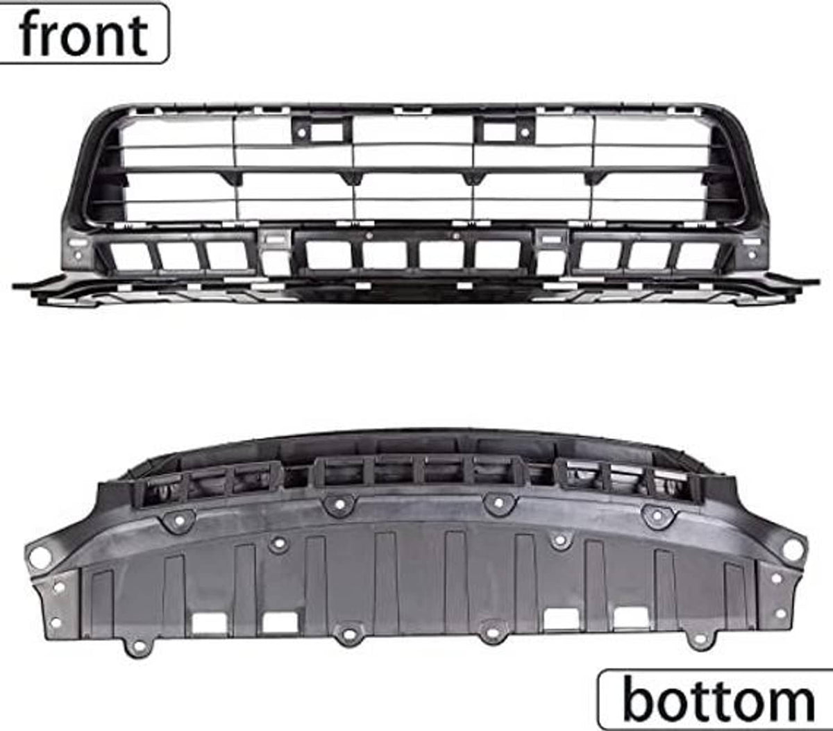 Front lower bumper grille front and bottom parts, black frame with bar insert