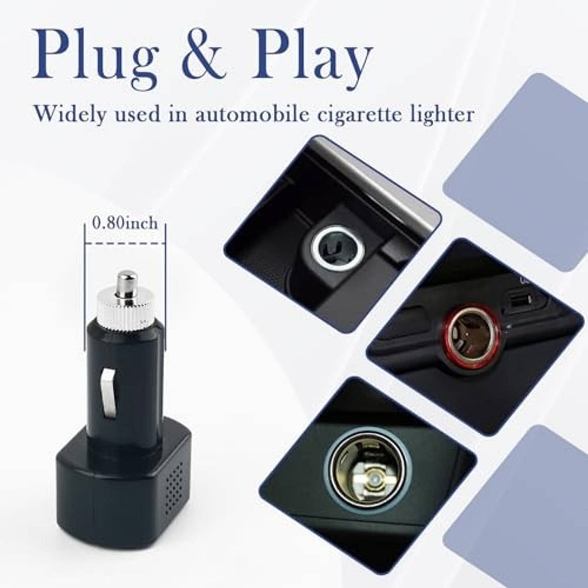 Car cigarette lighter voltage meter with plug and blue digital display