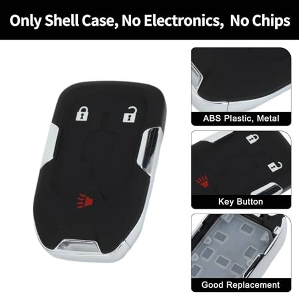 Black keyless remote shell case with silver side edges; close-up of button area