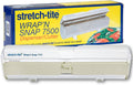 White plastic wrap dispenser with cutter, shown with stretch-tite Wrap'N Snap box