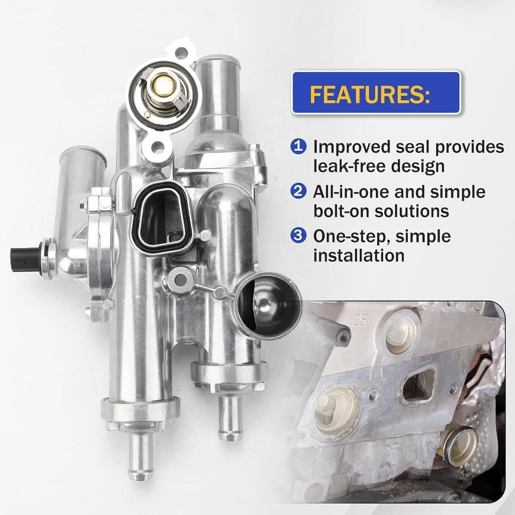 Aluminum thermostat housing assembly with thermostat and seal included