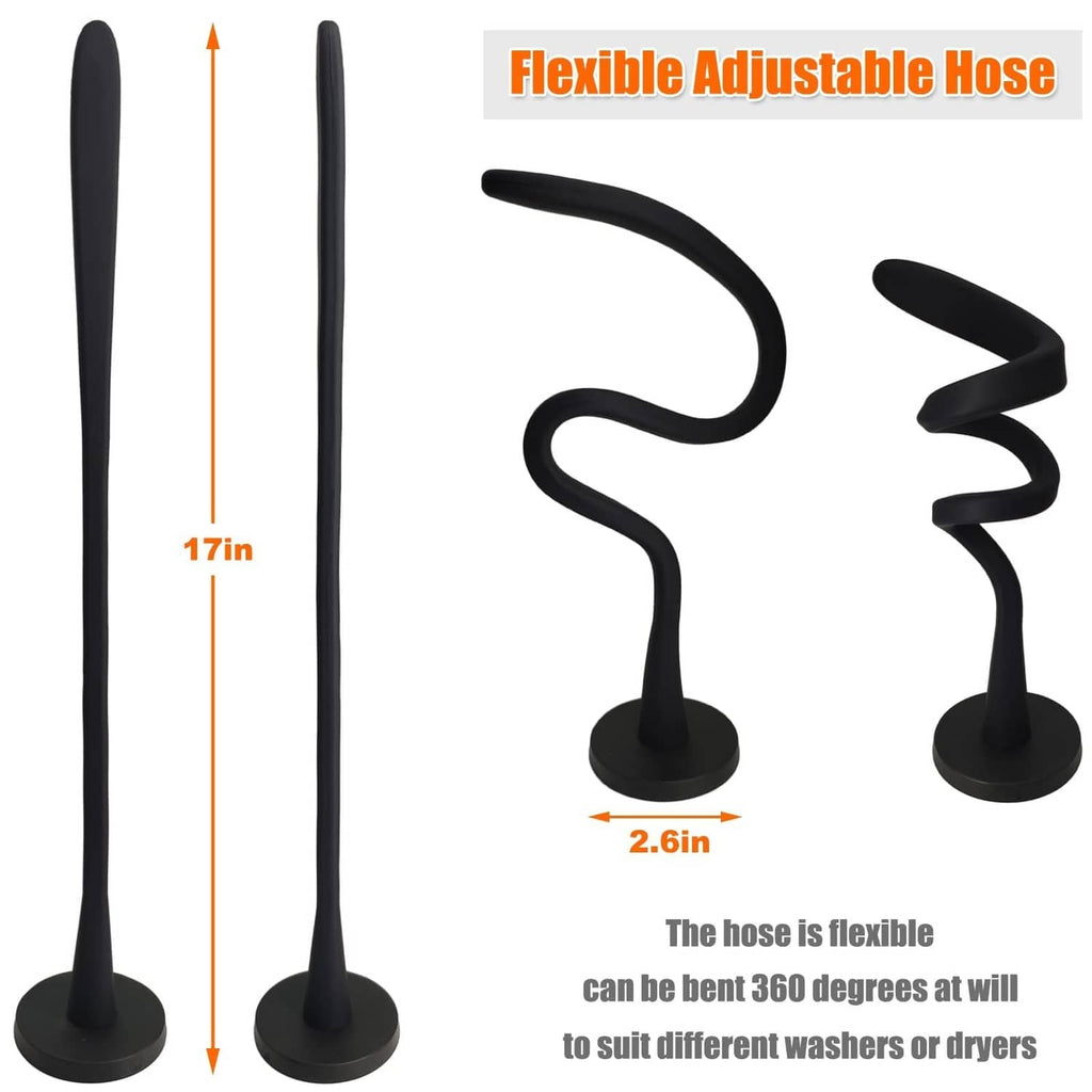 Black flexible adjustable hose washer door prop with two upright stand bases