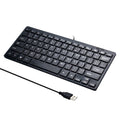 78-key mini wired USB keyboard in black with protective cover and USB cable