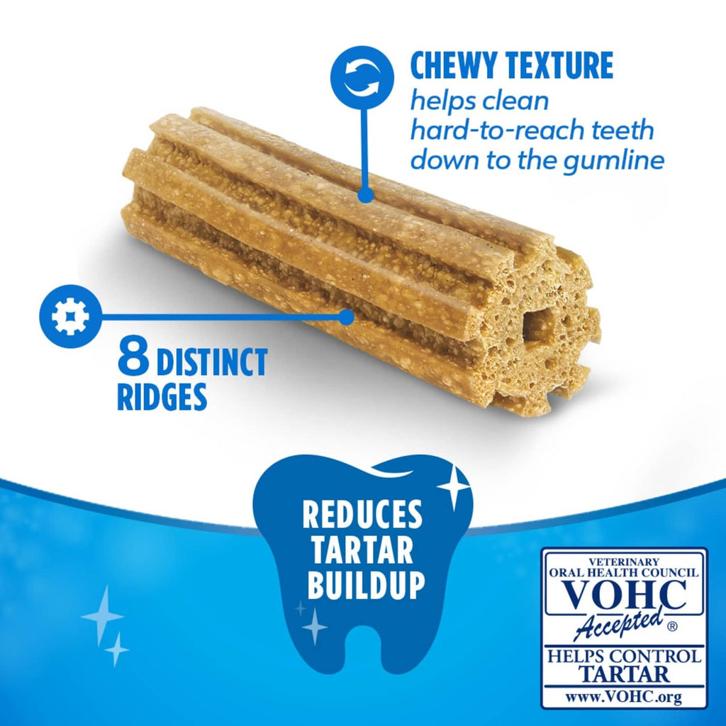 Ridges and chewy texture details on Purina DentaLife large dental chews