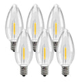 Set of 6 clear shatterproof LED window candle bulbs, warm white glow, Candelabra base