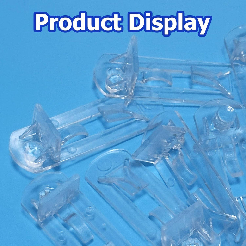 Clear plastic locking shelf support pegs, multiple pieces
