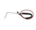 Electrode wire kit with red wire loop, black cable sheath, and metal electrode arm