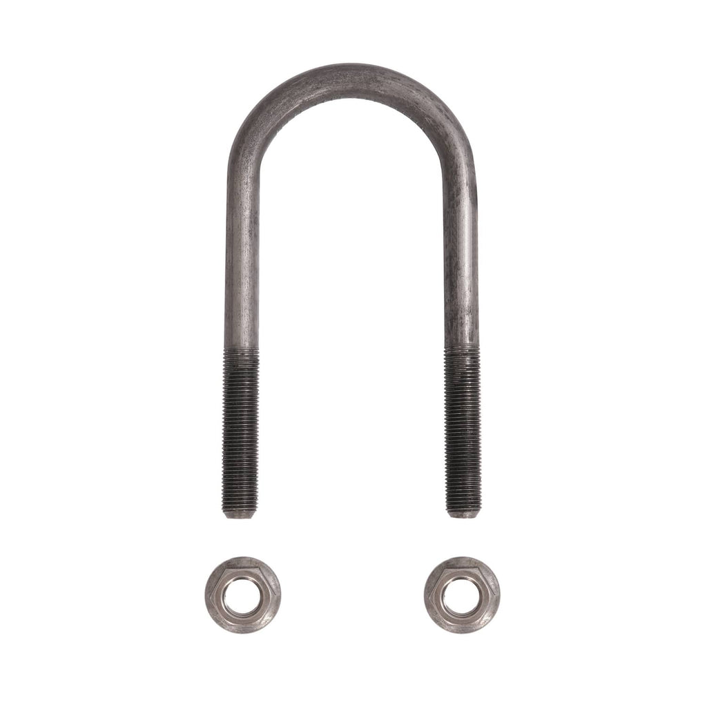 Metal U-bolt with threaded ends and included hex nuts for trailer suspension