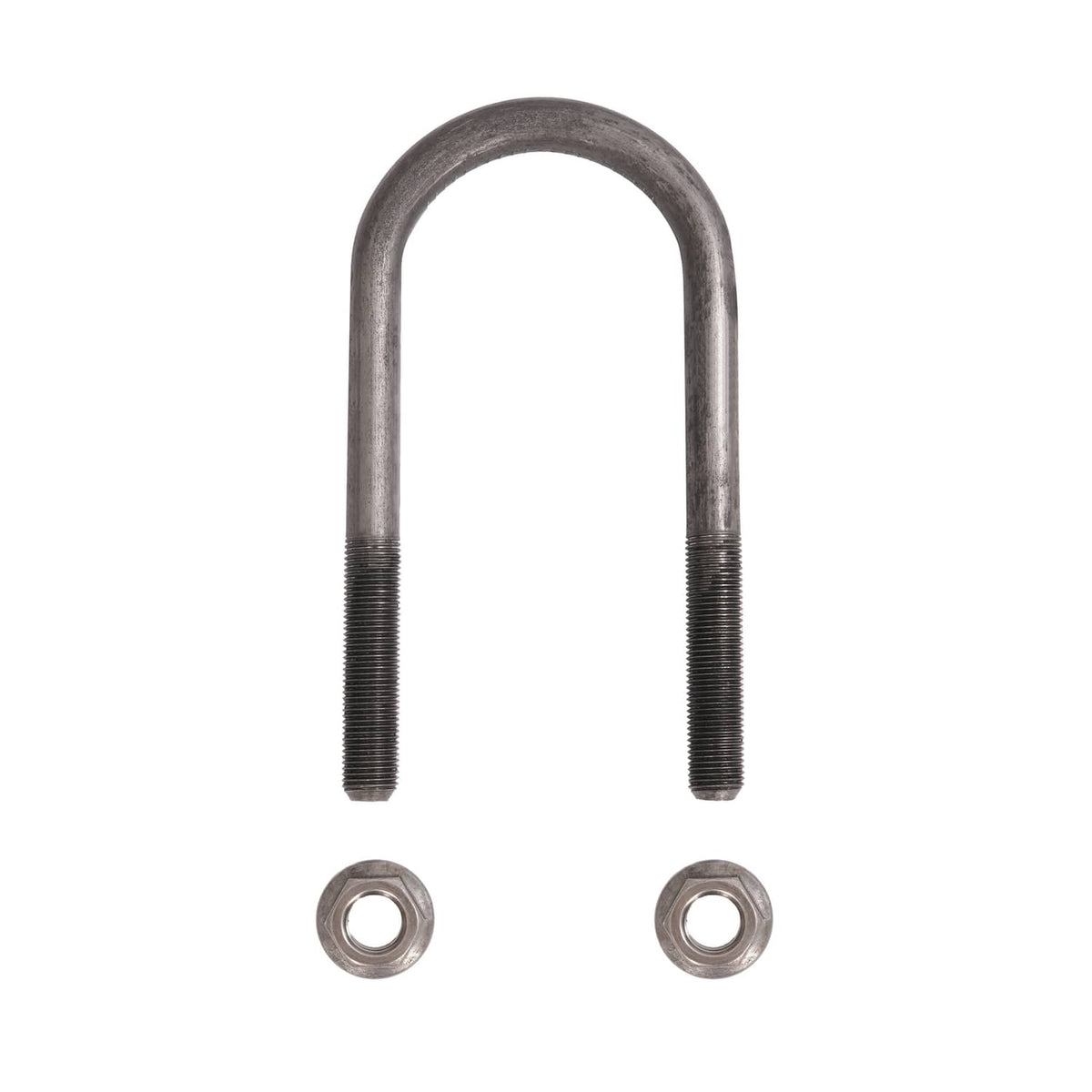Metal U-bolt with threaded ends and included hex nuts for trailer suspension