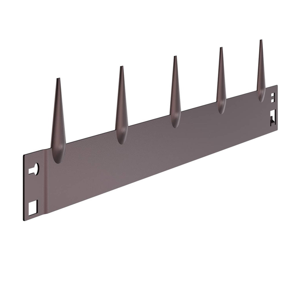 Brown steel landscape edging border with stakes and straight section, end brackets