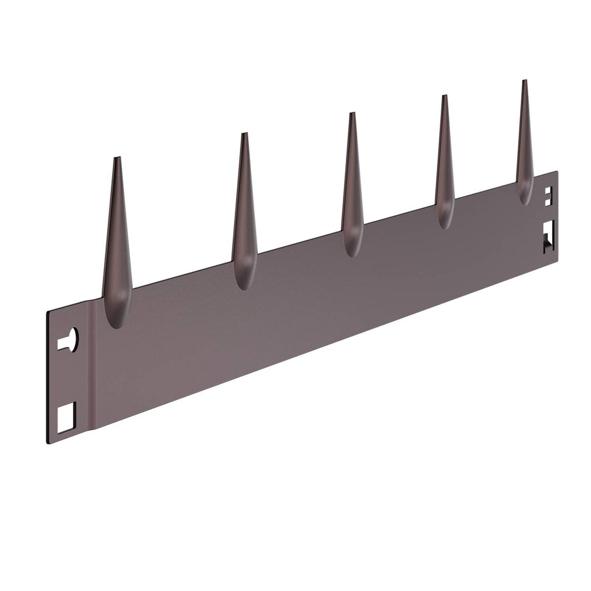 Brown steel landscape edging border with stakes and straight section, end brackets