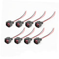 Fuel injector pigtail connector set, eight plugs with red and black wires