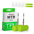 Green TPU MTB inner tubes, 2-pack with box and two rolled inner tubes